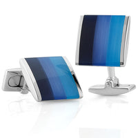 Blue Mother-of-Pearl Cuff Links in Sterling Silver