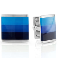 Blue Mother-of-Pearl Cuff Links in Sterling Silver