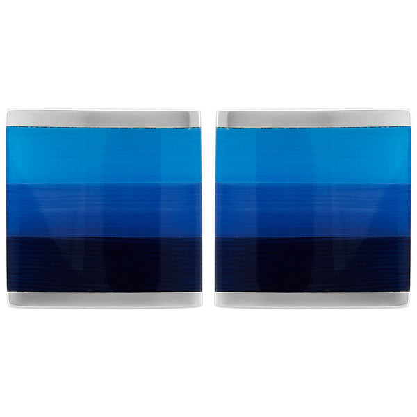 Blue Mother-of-Pearl Cuff Links in Sterling Silver