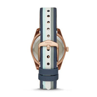 SCARLETTE MINI THREE-HAND DATE STRIPED NAVY LEATHER WATCH