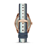 SCARLETTE MINI THREE-HAND DATE STRIPED NAVY LEATHER WATCH