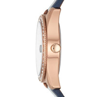 SCARLETTE MINI THREE-HAND DATE STRIPED NAVY LEATHER WATCH