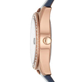 SCARLETTE MINI THREE-HAND DATE STRIPED NAVY LEATHER WATCH