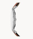 THE MINIMALIST SLIM THREE-HAND LIGHT BROWN LEATHER WATCH