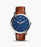 THE MINIMALIST SLIM THREE-HAND LIGHT BROWN LEATHER WATCH