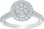 Previously Owned - 0.50 CT. T.W. Composite Diamond Frame Engagement Ring in 10K White Gold
