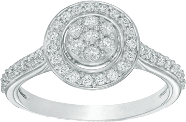 Previously Owned - 0.50 CT. T.W. Composite Diamond Frame Engagement Ring in 10K White Gold