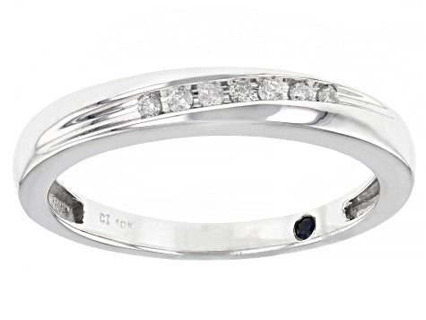 White Diamond 10K White Gold Mens Ring 0.10ctw