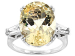 Yellow Labradorite Rhodium over Sterling Silver Ring 7.24ctw