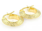 10K Yellow Gold Greek Key Hoop Earrings 10mm