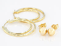10k Yellow Gold Hoop and Stud Earrings Set