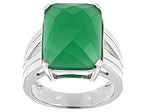 Green Onyx Rhodium Over Sterling Silver Ring
