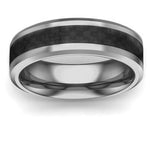 Men's Black Carbon Fiber Inlay Polished Tungsten Ring