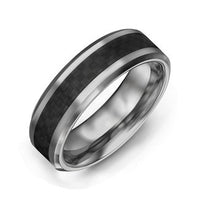 Men's Black Carbon Fiber Inlay Polished Tungsten Ring