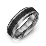 Men's Black Carbon Fiber Inlay Polished Tungsten Ring