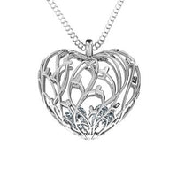 Sterling Silver Organic Caged Hearts Pendant with 2 Cubic Zirconia Stones