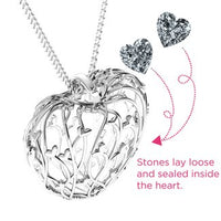 Sterling Silver Organic Caged Hearts Pendant with 2 Cubic Zirconia Stones