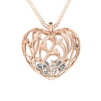10K Rose Gold Organic Caged Hearts Pendant with 2 Cubic Zirconia Stones