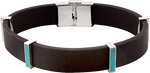 Blue Kingman Turquoise Silver Over Brass Gents Leather Bracelet
