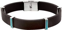 Blue Kingman Turquoise Silver Over Brass Gents Leather Bracelet