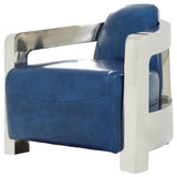 Aviator II Blue Leather Accent Chair