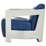 Aviator II Blue Leather Accent Chair