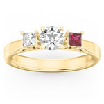10K Yellow Gold Three Stone Eternity with Princess Accents Ring