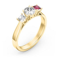 10K Yellow Gold Three Stone Eternity with Princess Accents Ring