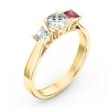 10K Yellow Gold Three Stone Eternity with Princess Accents Ring