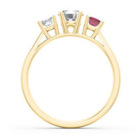 10K Yellow Gold Three Stone Eternity with Princess Accents Ring
