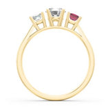10K Yellow Gold Three Stone Eternity with Princess Accents Ring