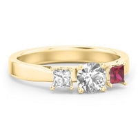10K Yellow Gold Three Stone Eternity with Princess Accents Ring