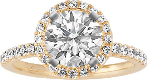 Diamond Halo Engagement Ring in 14k Yellow Gold