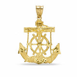 Diamond-Cut Mariners Cross Charm in 10K Gold