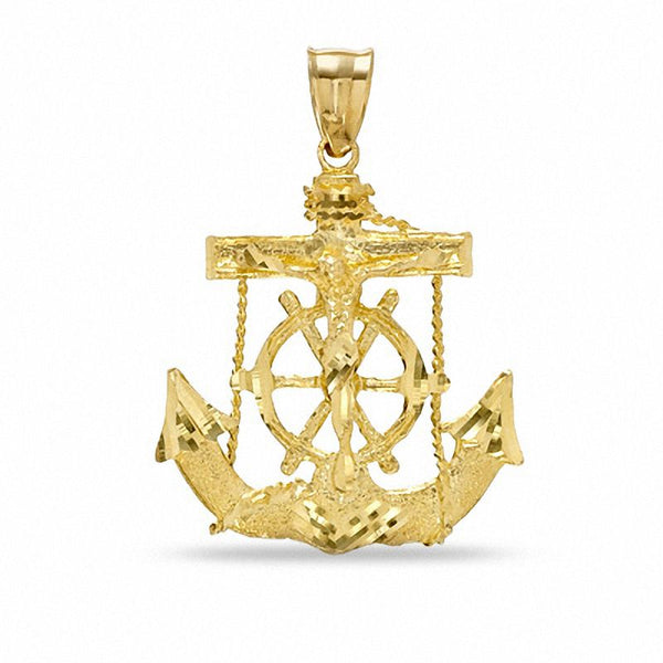 Diamond-Cut Mariners Cross Charm in 10K Gold