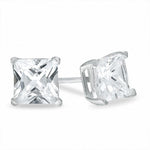 6.0mm Princess-Cut Cubic Zirconia Stud Earrings in Sterling Silver