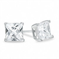 6.0mm Princess-Cut Cubic Zirconia Stud Earrings in Sterling Silver