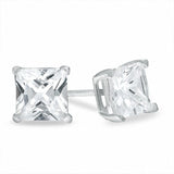 6.0mm Princess-Cut Cubic Zirconia Stud Earrings in Sterling Silver