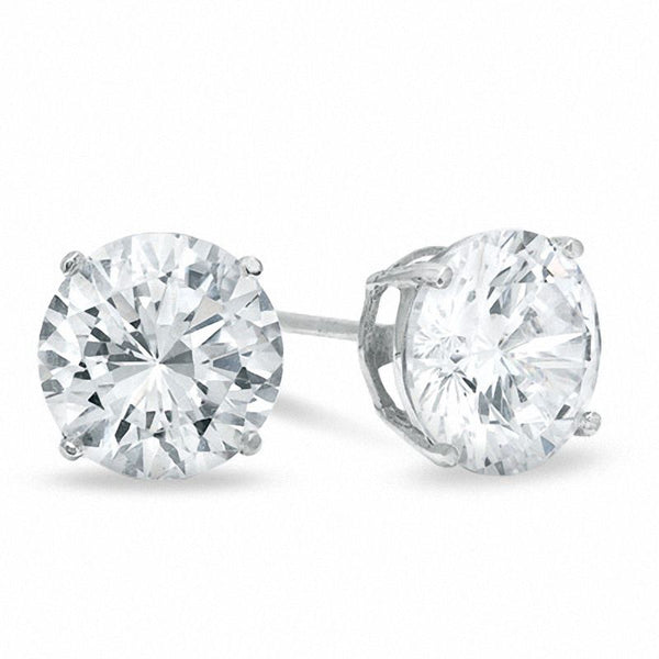 8mm Cubic Zirconia Stud Earrings in Sterling Silver