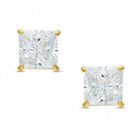 6mm Square-Cut Cubic Zirconia Stud Earrings in 10K Gold