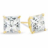 7mm Square-Cut Cubic Zirconia Stud Earrings in 10K Gold