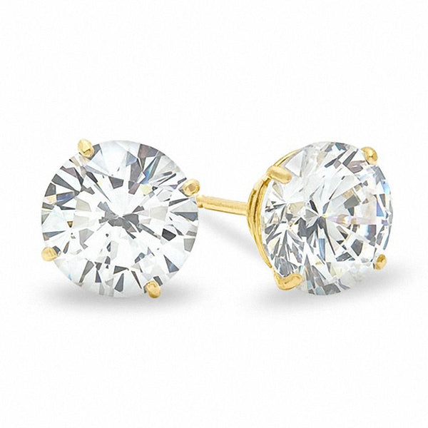 7mm Cubic Zirconia Stud Earrings in 10K Gold