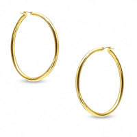 10K Gold 50mm Polished Hoop Earrings