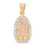 Cubic Zirconia Our Lady of Guadalupe Charm in 10K Tri-Tone Gold