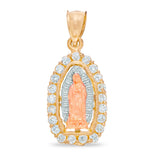 Cubic Zirconia Our Lady of Guadalupe Charm in 10K Tri-Tone Gold