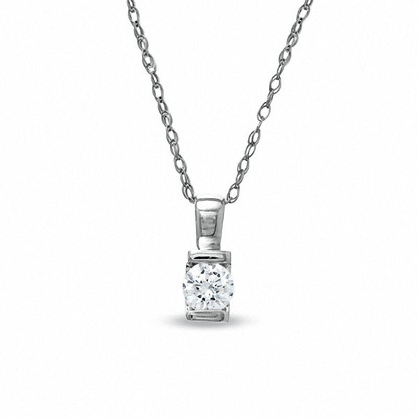1/15 CT. Diamond Solitaire Pendant in 10K White Gold