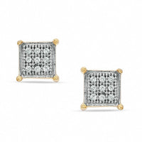 Diamond Accent Square Stud Earrings in Sterling Silver and 14K Gold Plate