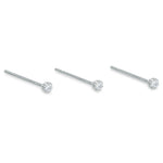 020 Gauge Cubic Zirconia Nose Stud Set in 14K White Gold