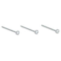 020 Gauge Cubic Zirconia Nose Stud Set in 14K White Gold