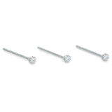 020 Gauge Cubic Zirconia Nose Stud Set in 14K White Gold